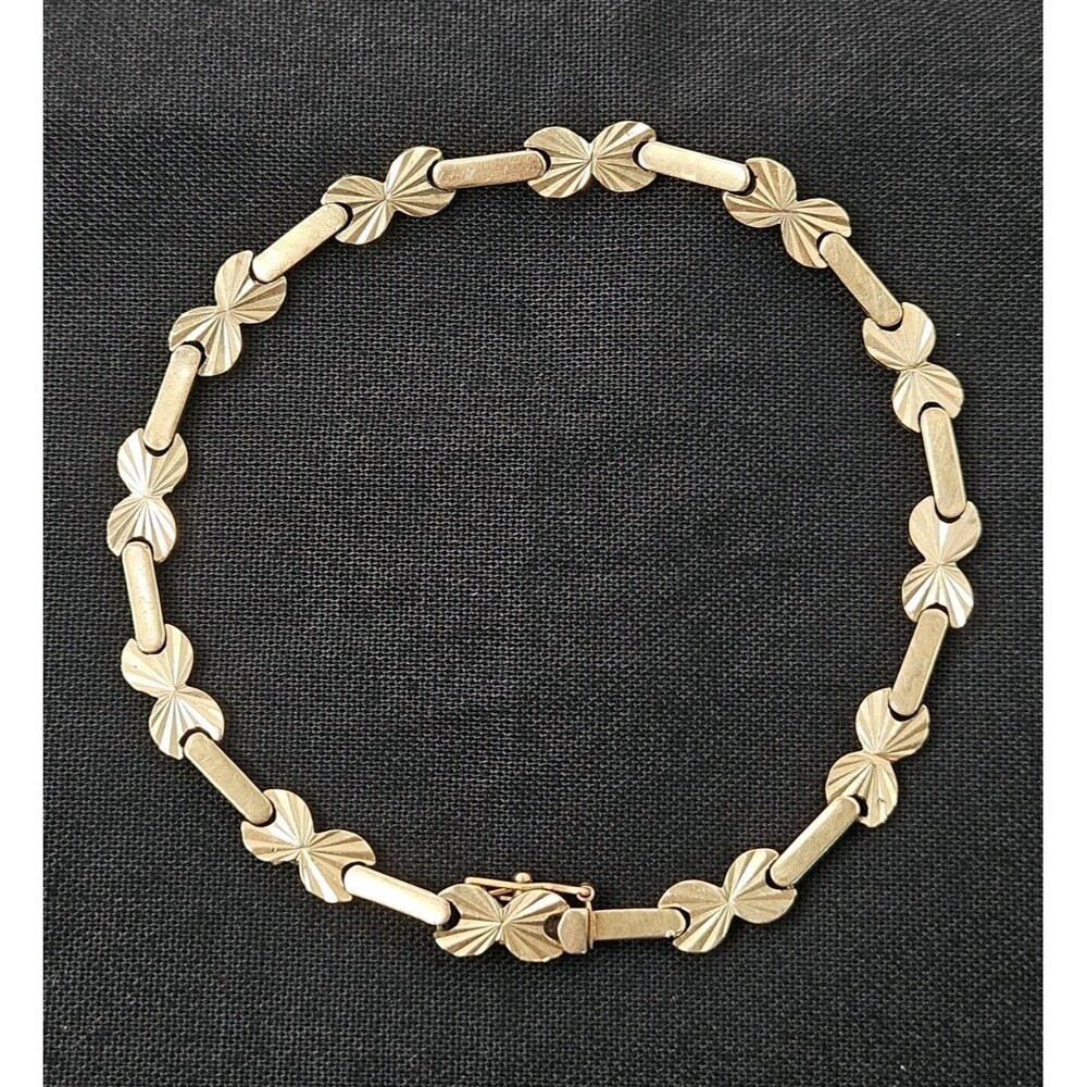 Michael Anthony 14k Yellow Gold Link 7.5" Bracelet 6.17 Grams Diamond Cut Bowtie